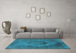 Machine Washable Oriental Light Blue Industrial Rug in a Living Room, wshurb2130lblu