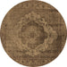 Round Oriental Brown Industrial Rug, urb2130brn