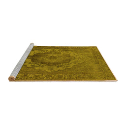 Sideview of Machine Washable Oriental Yellow Industrial Rug, wshurb2130yw