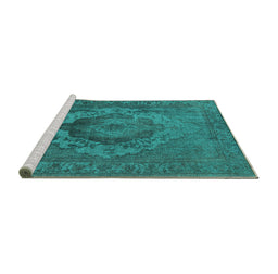 Sideview of Machine Washable Oriental Turquoise Industrial Area Rugs, wshurb2130turq