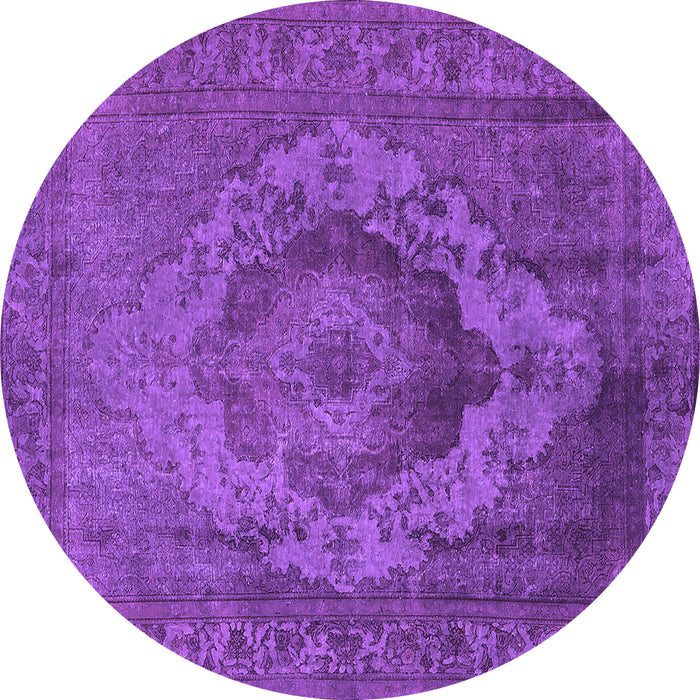 Round Machine Washable Oriental Purple Industrial Area Rugs, wshurb2130pur