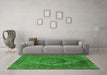 Machine Washable Oriental Green Industrial Area Rugs in a Living Room,, wshurb2130grn