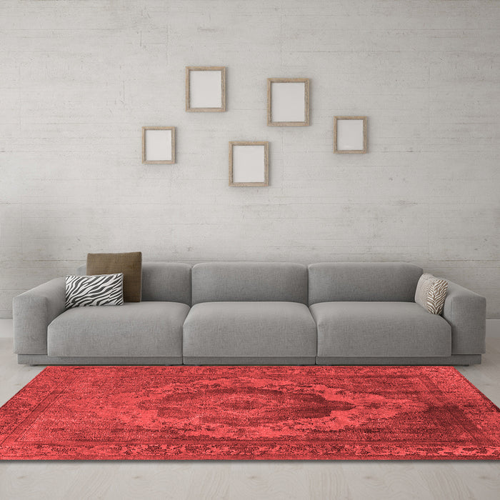 Industrial Red Washable Rugs
