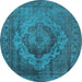 Round Oriental Light Blue Industrial Rug, urb2130lblu