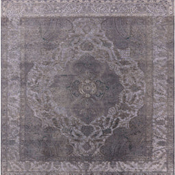 Square Mid-Century Modern Carbon Gray Oriental Rug, urb2131