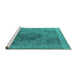 Sideview of Machine Washable Oriental Turquoise Industrial Area Rugs, wshurb2131turq