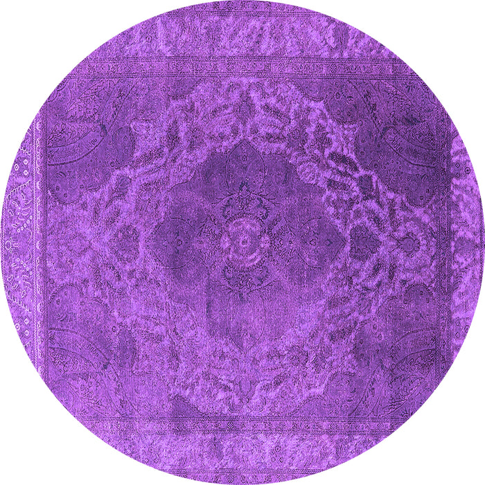 Round Oriental Purple Industrial Rug, urb2131pur