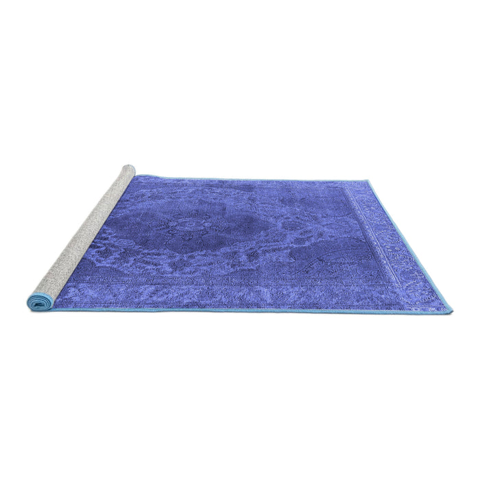 Sideview of Machine Washable Oriental Blue Industrial Rug, wshurb2131blu
