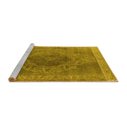 Sideview of Machine Washable Oriental Yellow Industrial Rug, wshurb2131yw