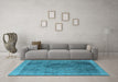 Machine Washable Oriental Light Blue Industrial Rug in a Living Room, wshurb2131lblu