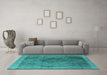 Machine Washable Oriental Turquoise Industrial Area Rugs in a Living Room,, wshurb2131turq