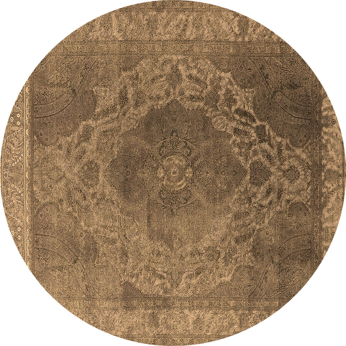 Round Oriental Brown Industrial Rug, urb2131brn