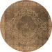 Round Oriental Brown Industrial Rug, urb2131brn