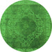 Round Oriental Green Industrial Rug, urb2131grn