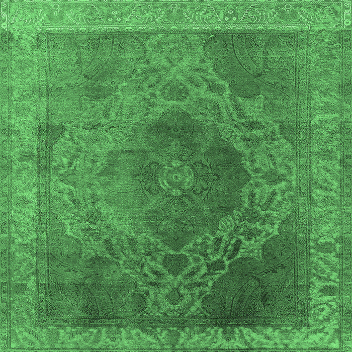 Square Oriental Emerald Green Industrial Rug, urb2131emgrn