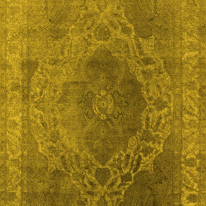 Machine Washable Oriental Yellow Industrial Rug, wshurb2131yw