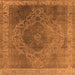 Square Machine Washable Oriental Orange Industrial Area Rugs, wshurb2131org