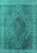 Machine Washable Oriental Turquoise Industrial Area Rugs, wshurb2131turq