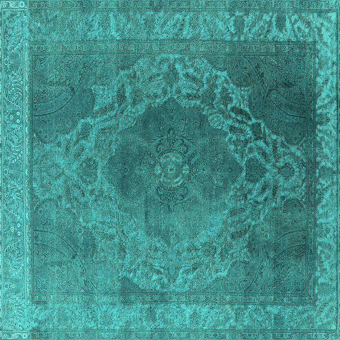 Square Oriental Turquoise Industrial Rug, urb2131turq