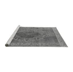 Sideview of Machine Washable Oriental Gray Industrial Rug, wshurb2131gry