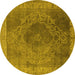 Round Oriental Yellow Industrial Rug, urb2131yw