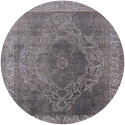 Round Mid-Century Modern Carbon Gray Oriental Rug, urb2131