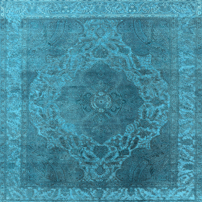 Square Machine Washable Oriental Light Blue Industrial Rug, wshurb2131lblu