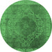 Round Oriental Emerald Green Industrial Rug, urb2131emgrn