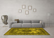 Machine Washable Oriental Yellow Industrial Rug in a Living Room, wshurb2132yw