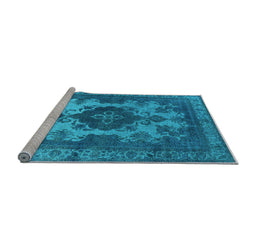 Sideview of Machine Washable Oriental Light Blue Industrial Rug, wshurb2132lblu