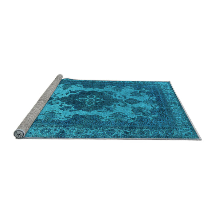 Sideview of Machine Washable Oriental Light Blue Industrial Rug, wshurb2132lblu