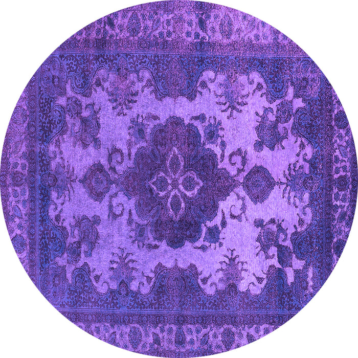 Round Oriental Purple Industrial Rug, urb2132pur
