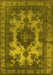 Machine Washable Oriental Yellow Industrial Rug, wshurb2132yw