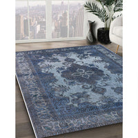 Mid-Century Modern Light Purple Blue Oriental Rug, urb2132