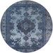 Round Mid-Century Modern Light Purple Blue Oriental Rug, urb2132