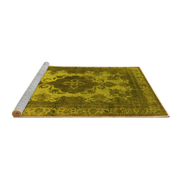 Sideview of Machine Washable Oriental Yellow Industrial Rug, wshurb2132yw