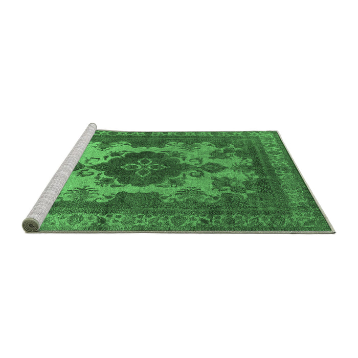 Sideview of Machine Washable Oriental Emerald Green Industrial Area Rugs, wshurb2132emgrn