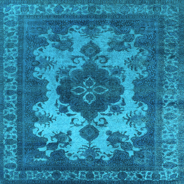 Square Machine Washable Oriental Light Blue Industrial Rug, wshurb2132lblu