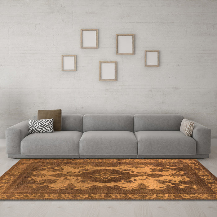 Machine Washable Oriental Orange Industrial Area Rugs in a Living Room, wshurb2132org