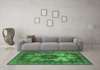 Machine Washable Oriental Emerald Green Industrial Rug, wshurb2132emgrn