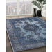 Mid-Century Modern Light Purple Blue Oriental Rug in Family Room, urb2132