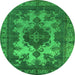 Round Oriental Green Industrial Rug, urb2132grn