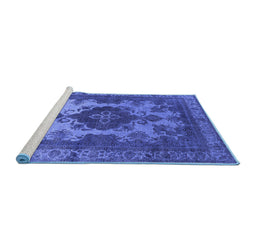 Sideview of Machine Washable Oriental Blue Industrial Rug, wshurb2132blu
