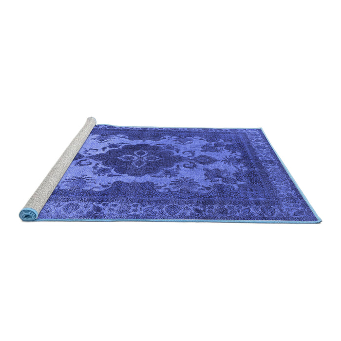 Sideview of Machine Washable Oriental Blue Industrial Rug, wshurb2132blu