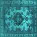 Square Oriental Turquoise Industrial Rug, urb2132turq