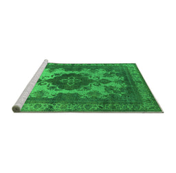 Sideview of Machine Washable Oriental Green Industrial Area Rugs, wshurb2132grn