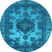 Round Oriental Light Blue Industrial Rug, urb2132lblu