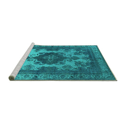 Sideview of Machine Washable Oriental Turquoise Industrial Area Rugs, wshurb2132turq