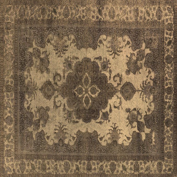 Square Machine Washable Oriental Brown Industrial Rug, wshurb2132brn