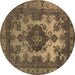 Round Oriental Brown Industrial Rug, urb2132brn